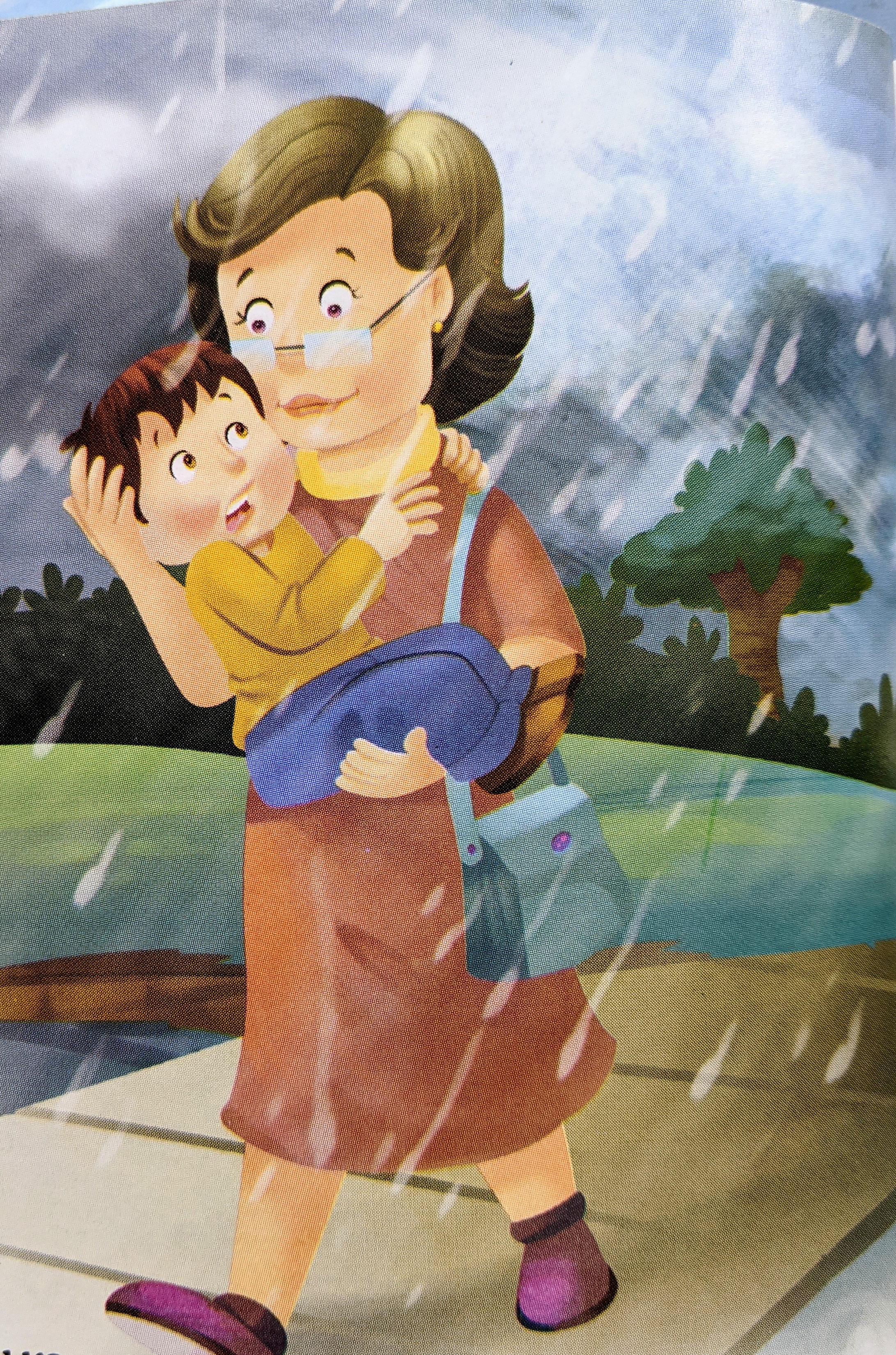 36. ಪುಟ್ಟ ಬಾಲಕನನ್ನೆತ್ತಿಕೊಂಡು ಕಿರುಸೇತುವೆ ದಾಟಿದ ಮಹಿಳೆ 